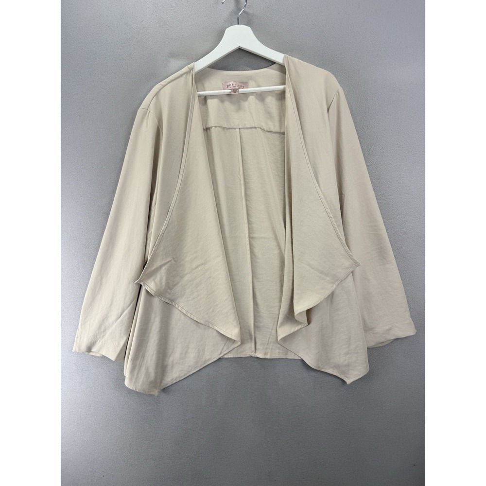 Philosophy Women's 3X Cream Open Front Cardigan Draped Flowy Plus Size Top‎
